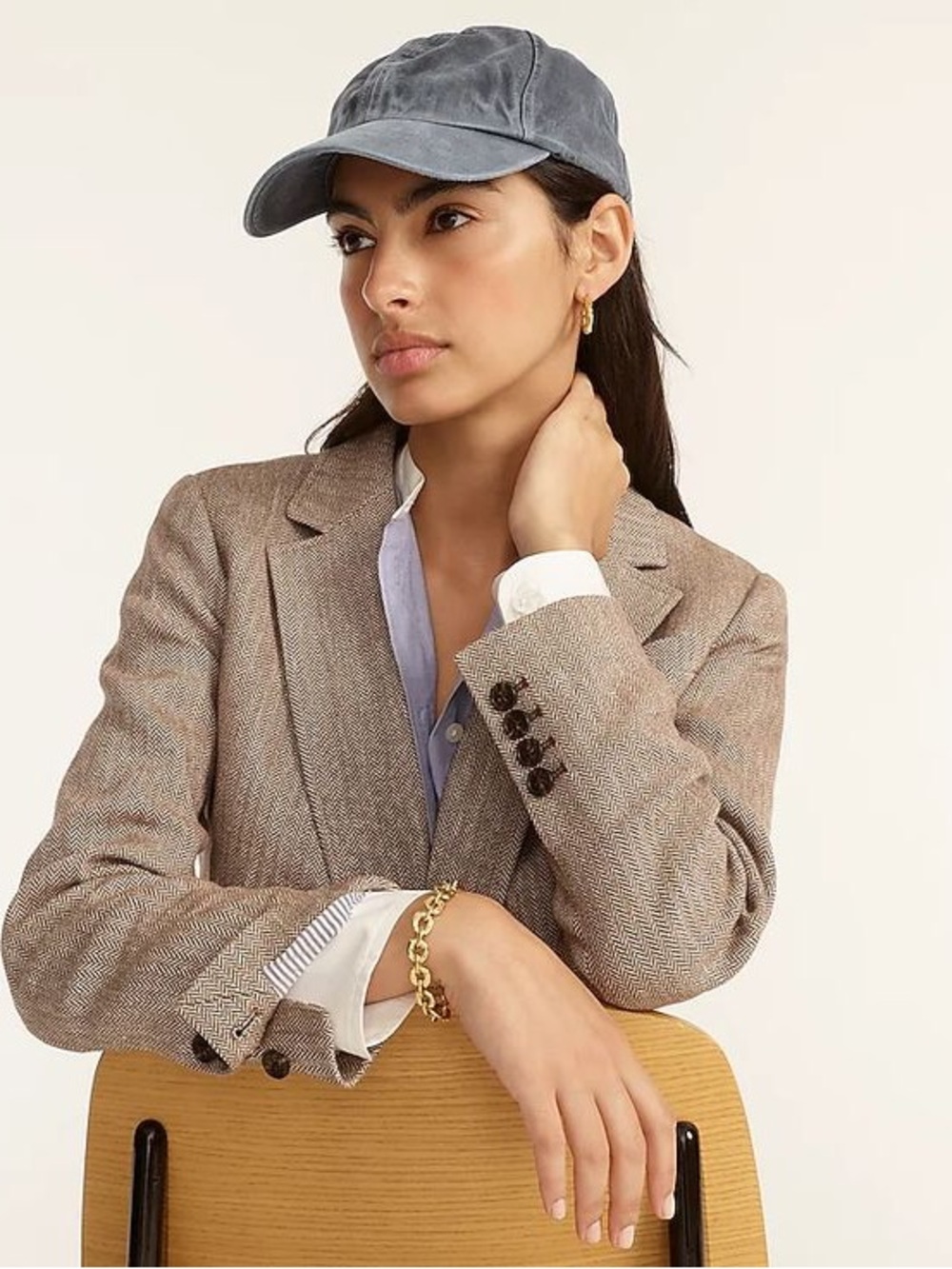 J. Crew Bristol Double-Breasted Blazer in Italian Cotton-Linen Herringbone